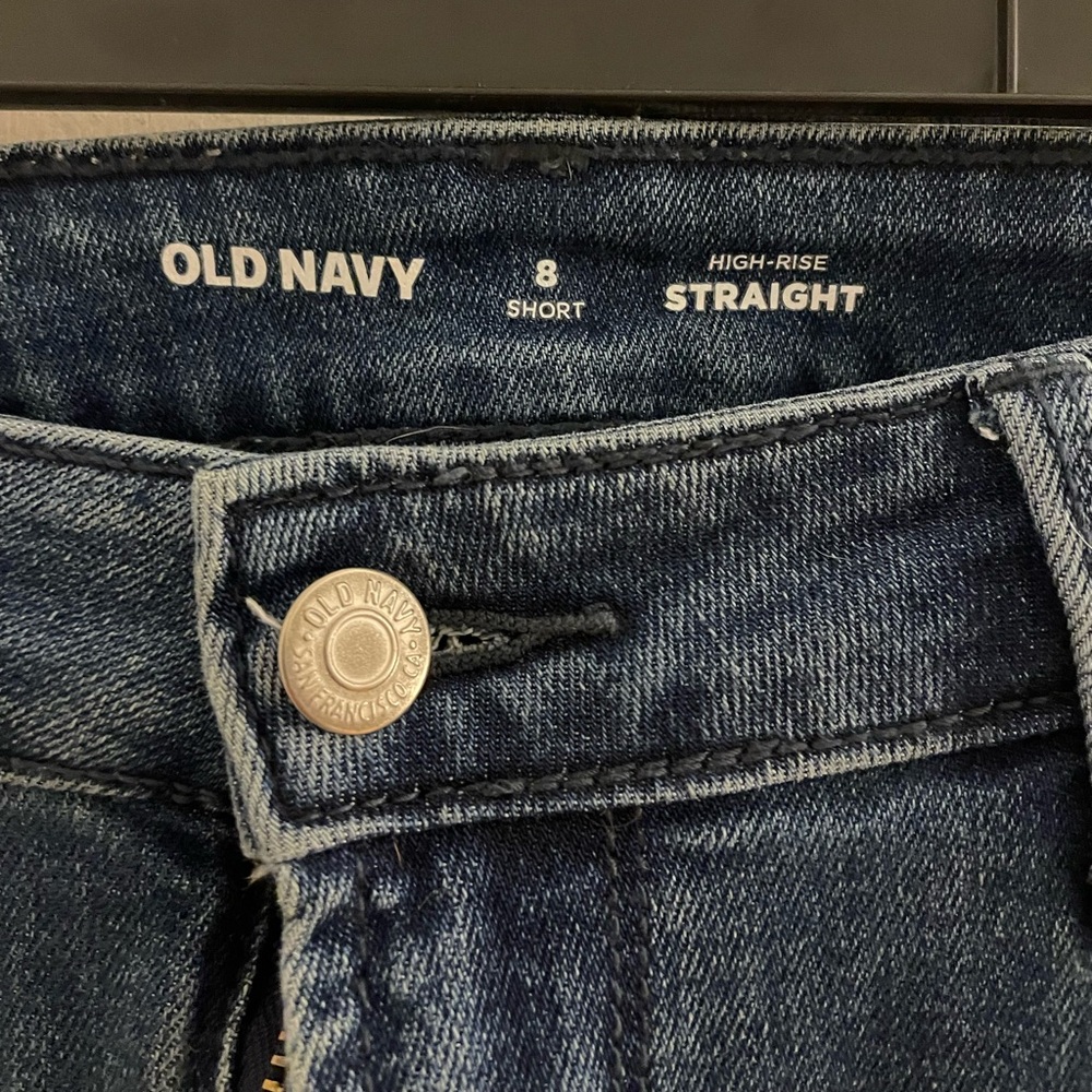 Old Navy Straight Leg High Rise Medium Wash Jeans - Picture 2 of 5